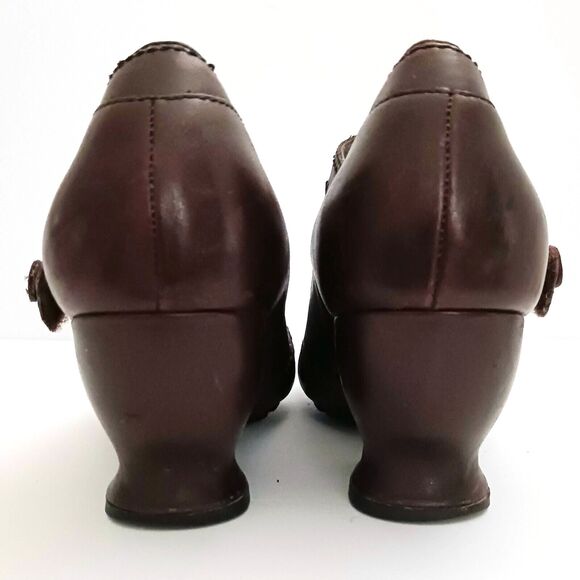 Indigo by Clarks Mary Jane Brown Leather Square Toe Curved Heel Sz 8.5 - Picture 7 of 9